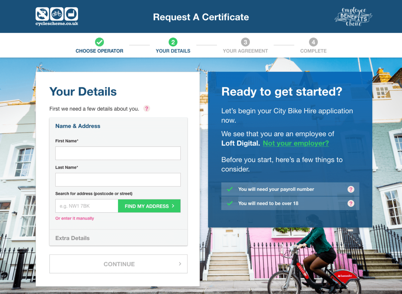 Request a certificate process page preview